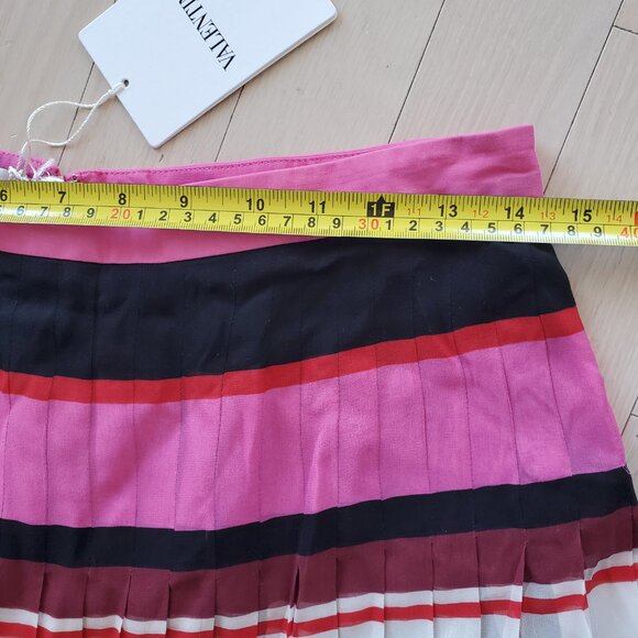 Valentino ! Pleated striped silk-georgette midi skirt (42) - Picture 14 of 15